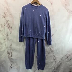 Rails Sweatpants Sweatshirt Womens XS Blue Heart Embroidered Ramona Kingston